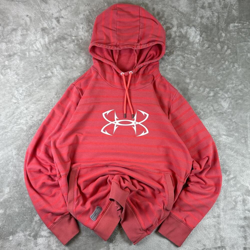 Women’s Casual Athletic Under Amour Storm Sweatshirt Hoodie Pink/Red White L